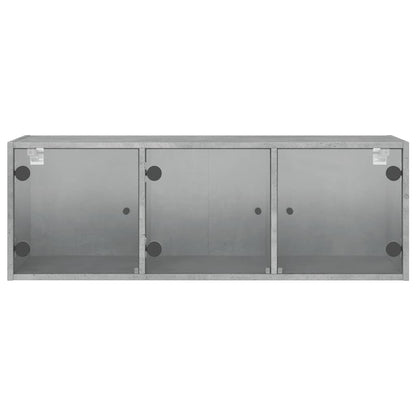 vidaXL Wall Cabinet with Glass Doors Concrete Grey 102x37x35 cm 6