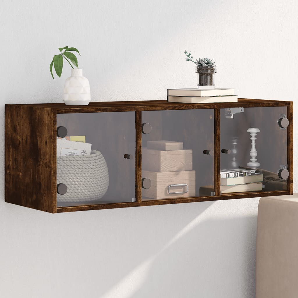 vidaXL Wall Cabinet with Glass Doors 102x37x35 cm