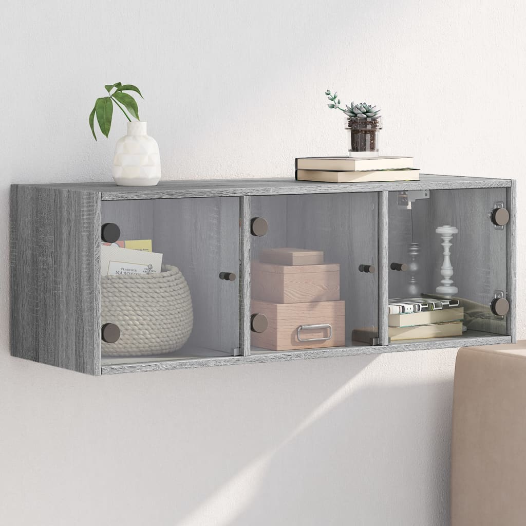 vidaXL Wall Cabinet with Glass Doors 102x37x35 cm