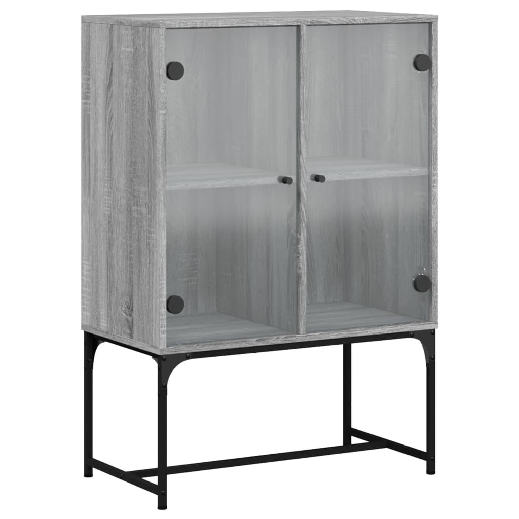 vidaXL Side Cabinet with Glass Doors Grey Sonoma 69x37x100 cm 2