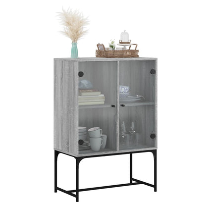 vidaXL Side Cabinet with Glass Doors Grey Sonoma 69x37x100 cm 4