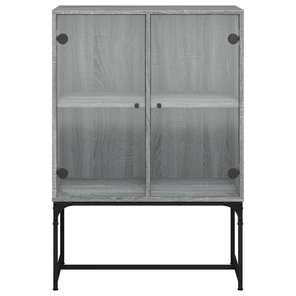 vidaXL Side Cabinet with Glass Doors Grey Sonoma 69x37x100 cm 6