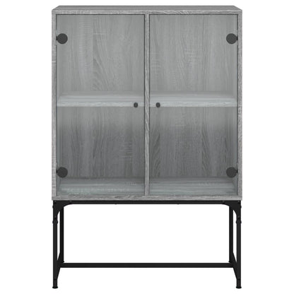 vidaXL Side Cabinet with Glass Doors Grey Sonoma 69x37x100 cm 6