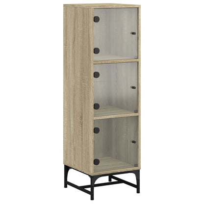 vidaXL Highboard with Glass Doors Sonoma Oak 35x37x120 cm 2