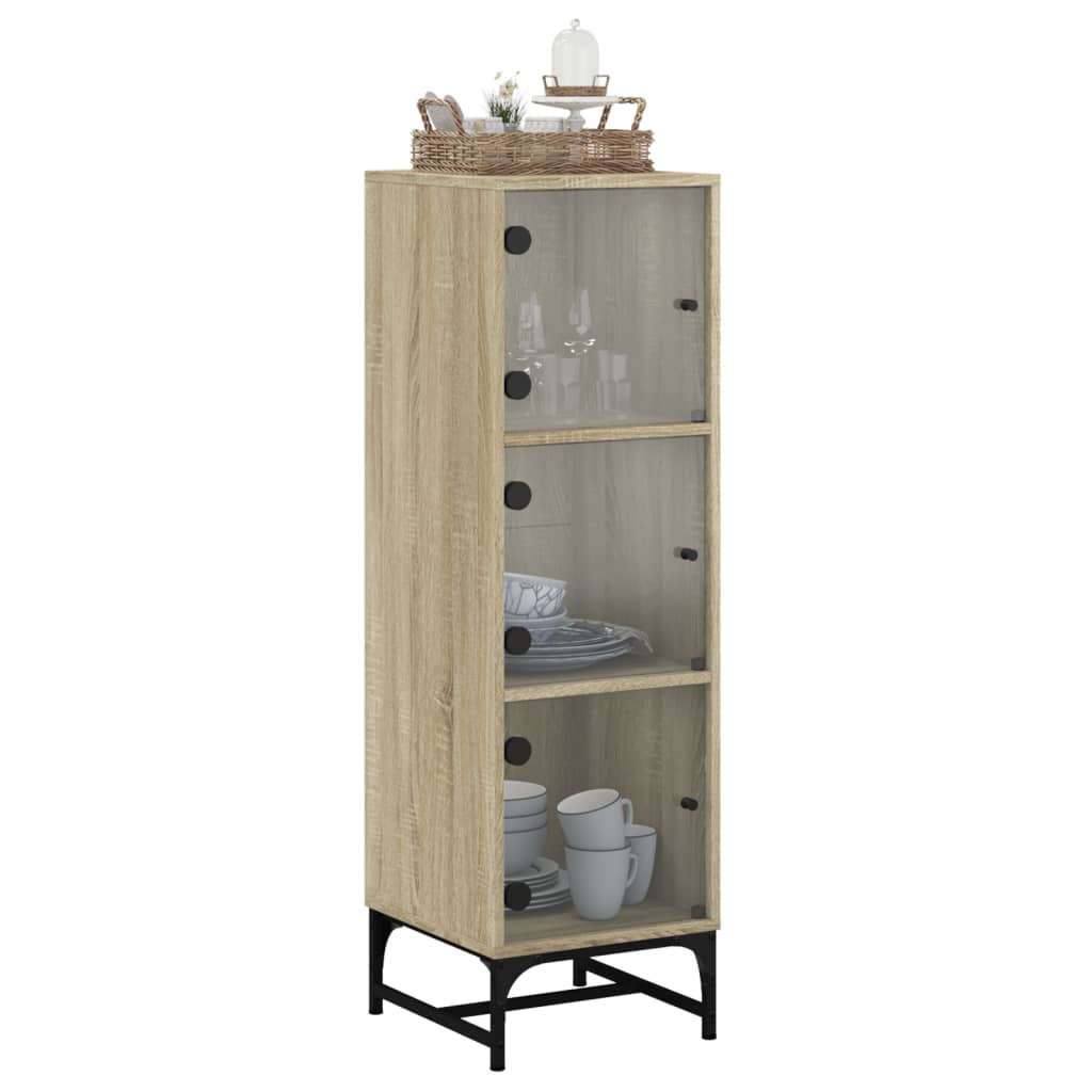 vidaXL Highboard with Glass Doors Sonoma Oak 35x37x120 cm 4