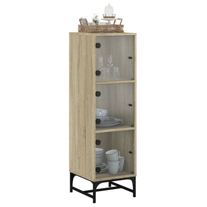 vidaXL Highboard with Glass Doors Sonoma Oak 35x37x120 cm 4