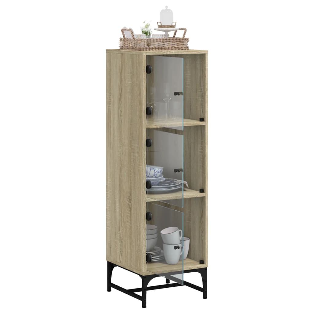 vidaXL Highboard with Glass Doors Sonoma Oak 35x37x120 cm 5