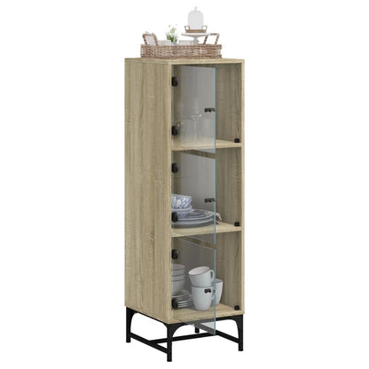 vidaXL Highboard with Glass Doors Sonoma Oak 35x37x120 cm 5