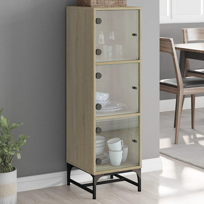 vidaXL Highboard with Glass Doors Sonoma Oak 35x37x120 cm 1