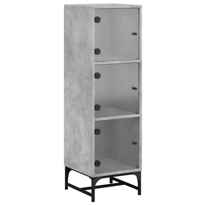 vidaXL Highboard with Glass Doors Concrete Grey 35x37x120 cm 2