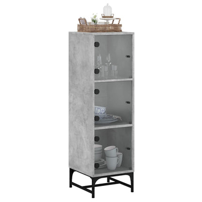vidaXL Highboard with Glass Doors Concrete Grey 35x37x120 cm 4