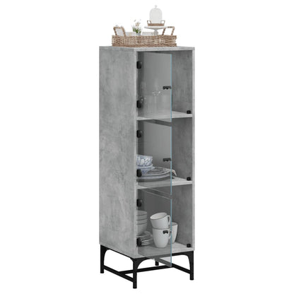 vidaXL Highboard with Glass Doors Concrete Grey 35x37x120 cm 5
