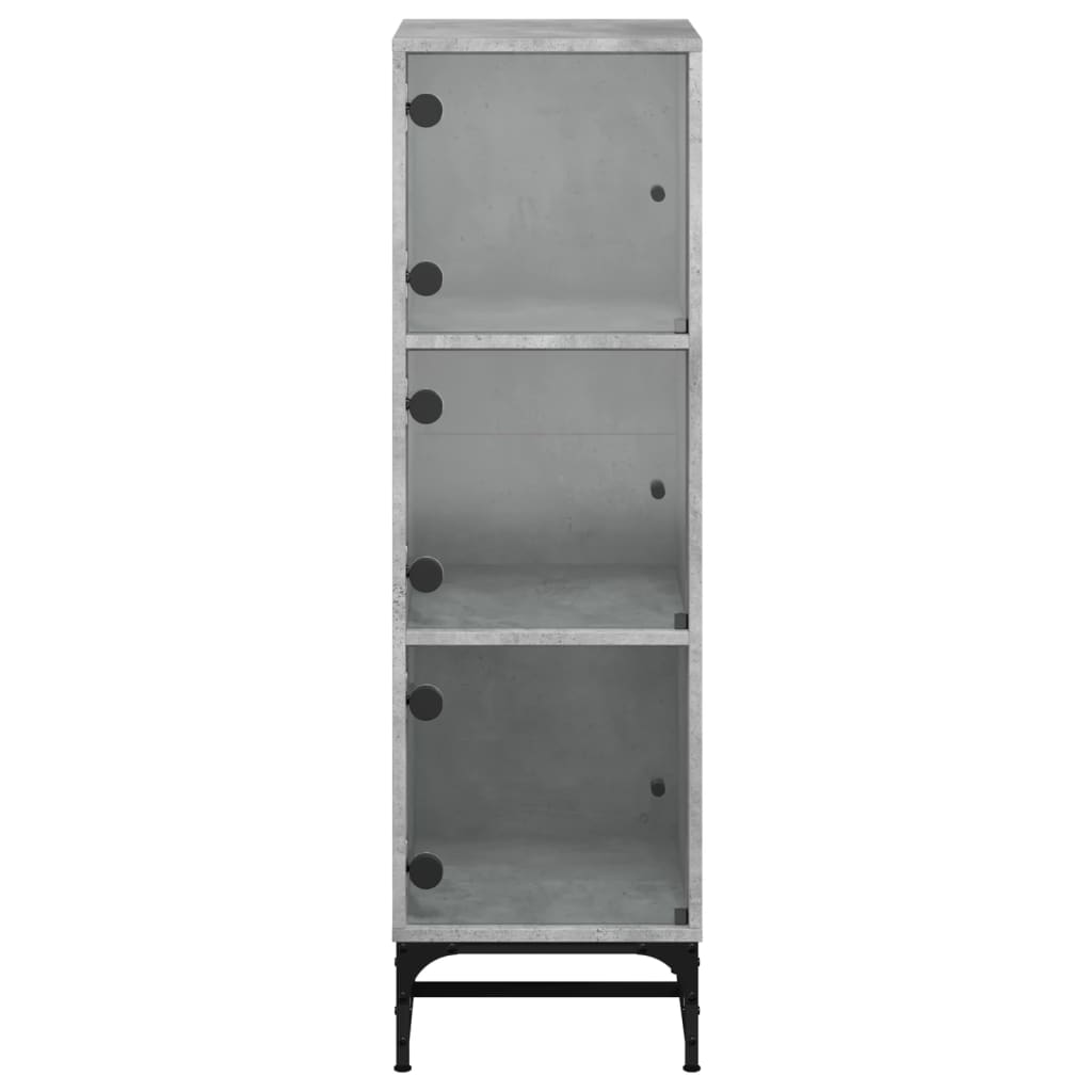 vidaXL Highboard with Glass Doors Concrete Grey 35x37x120 cm 6