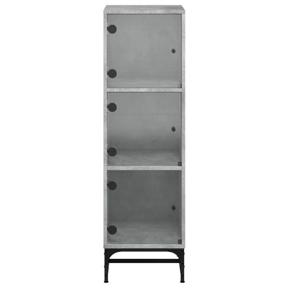 vidaXL Highboard with Glass Doors Concrete Grey 35x37x120 cm 6
