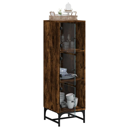 vidaXL Highboard with Glass Doors Smoked Oak 35x37x120 cm 5