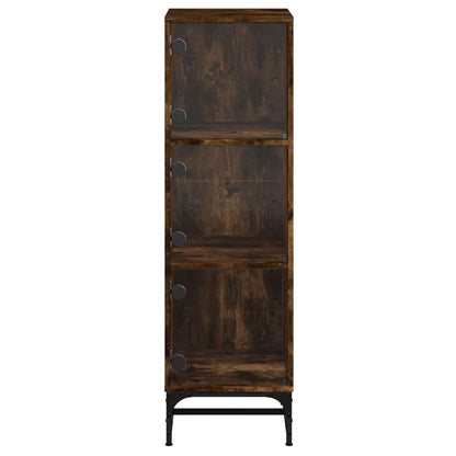 vidaXL Highboard with Glass Doors Smoked Oak 35x37x120 cm 6