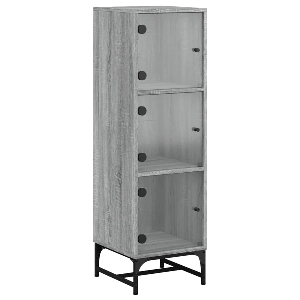 vidaXL Highboard with Glass Doors Grey Sonoma 35x37x120 cm 2