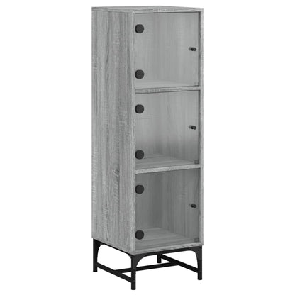 vidaXL Highboard with Glass Doors Grey Sonoma 35x37x120 cm 2