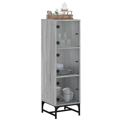vidaXL Highboard with Glass Doors Grey Sonoma 35x37x120 cm 4