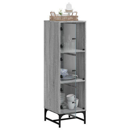 vidaXL Highboard with Glass Doors Grey Sonoma 35x37x120 cm 5