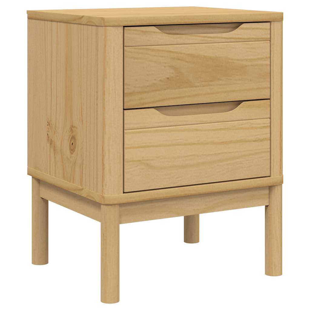 vidaXL Bedside Cabinet FLORO Wax Brown 45x39x57 cm Solid Wood Pine 2