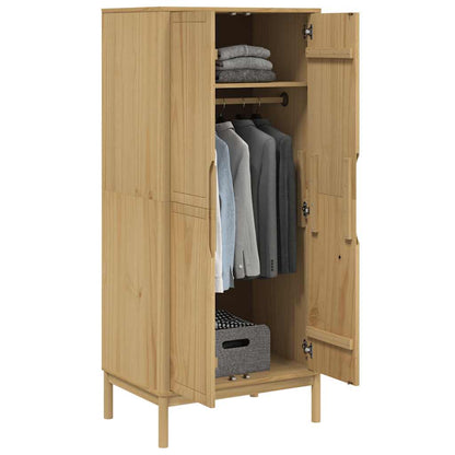vidaXL Wardrobe FLORO Wax Brown 77x53x171 cm Solid Wood Pine 4