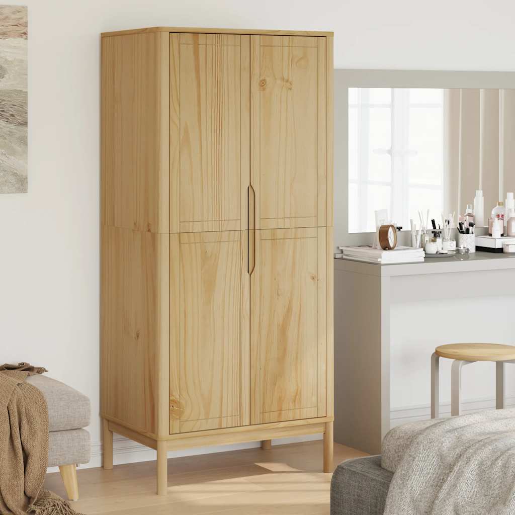 vidaXL Wardrobe FLORO Wax Brown 77x53x171 cm Solid Wood Pine 1