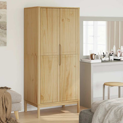 vidaXL Wardrobe FLORO Wax Brown 77x53x171 cm Solid Wood Pine 1