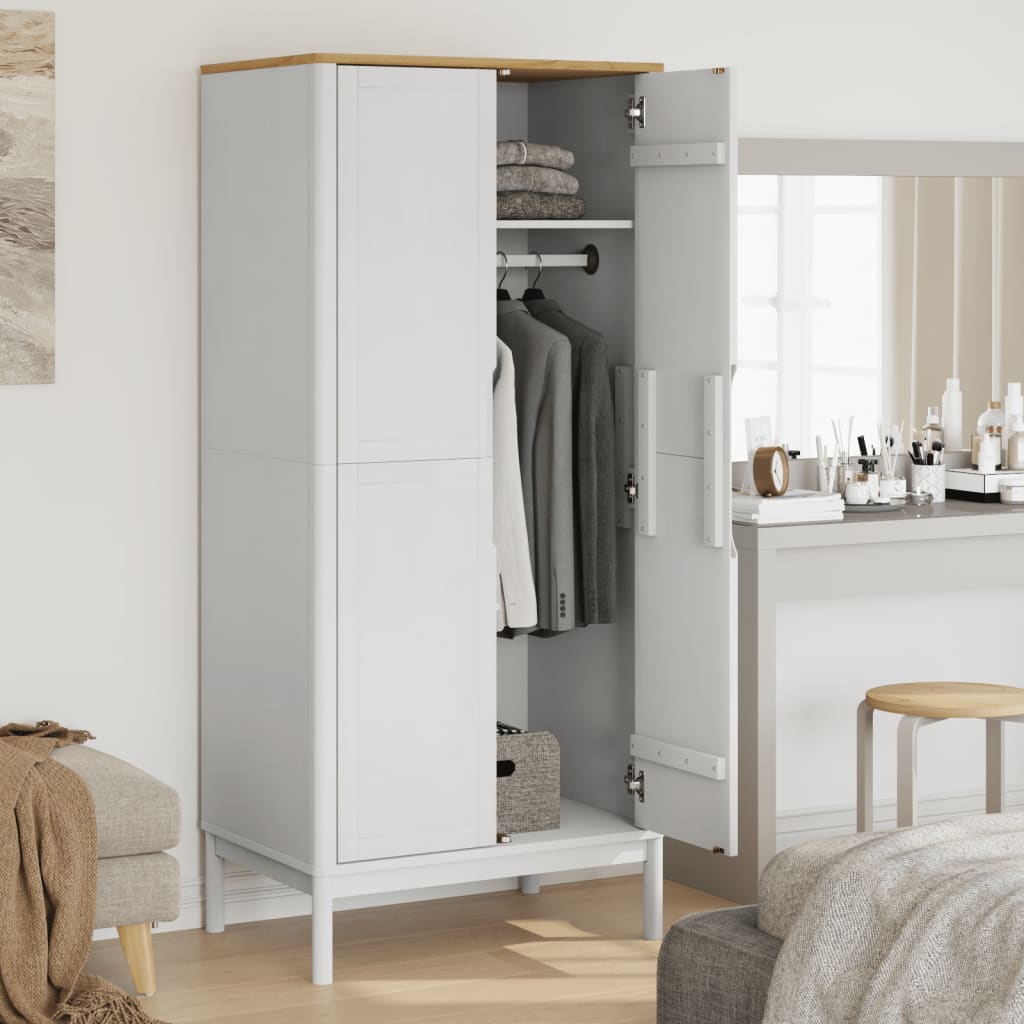 vidaXL Wardrobe FLORO White 77x53x171 cm Solid Wood Pine 3