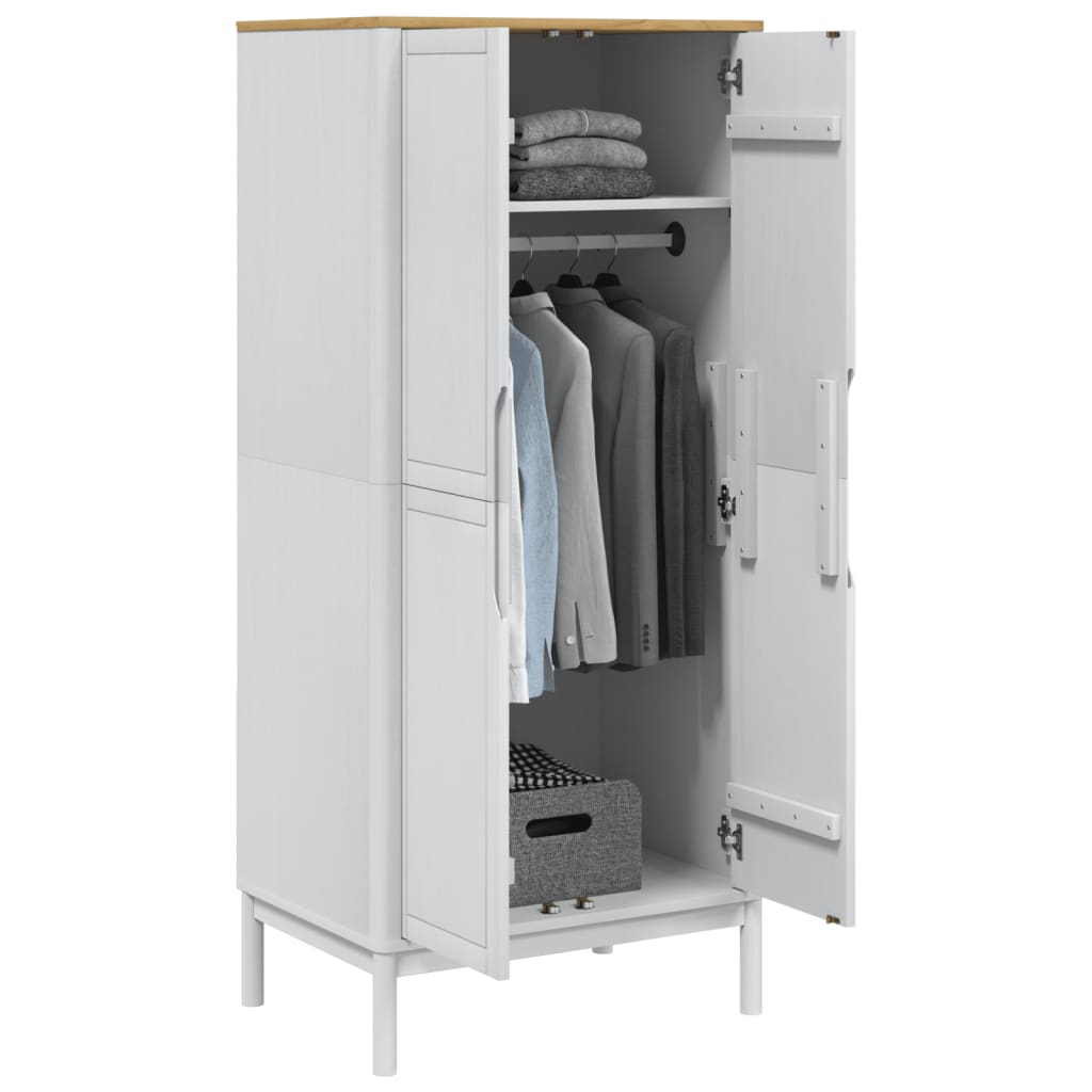vidaXL Wardrobe FLORO White 77x53x171 cm Solid Wood Pine 4