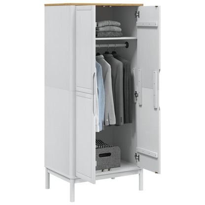 vidaXL Wardrobe FLORO White 77x53x171 cm Solid Wood Pine 4