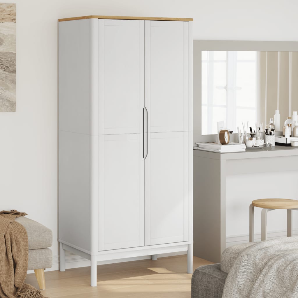 vidaXL Wardrobe FLORO White 77x53x171 cm Solid Wood Pine 1