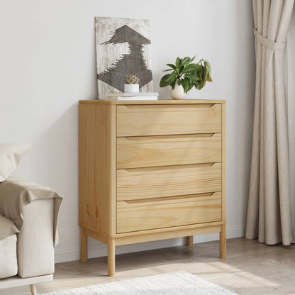 vidaXL Chest of Drawers FLORO Wax Brown Solid Wood Pine 3