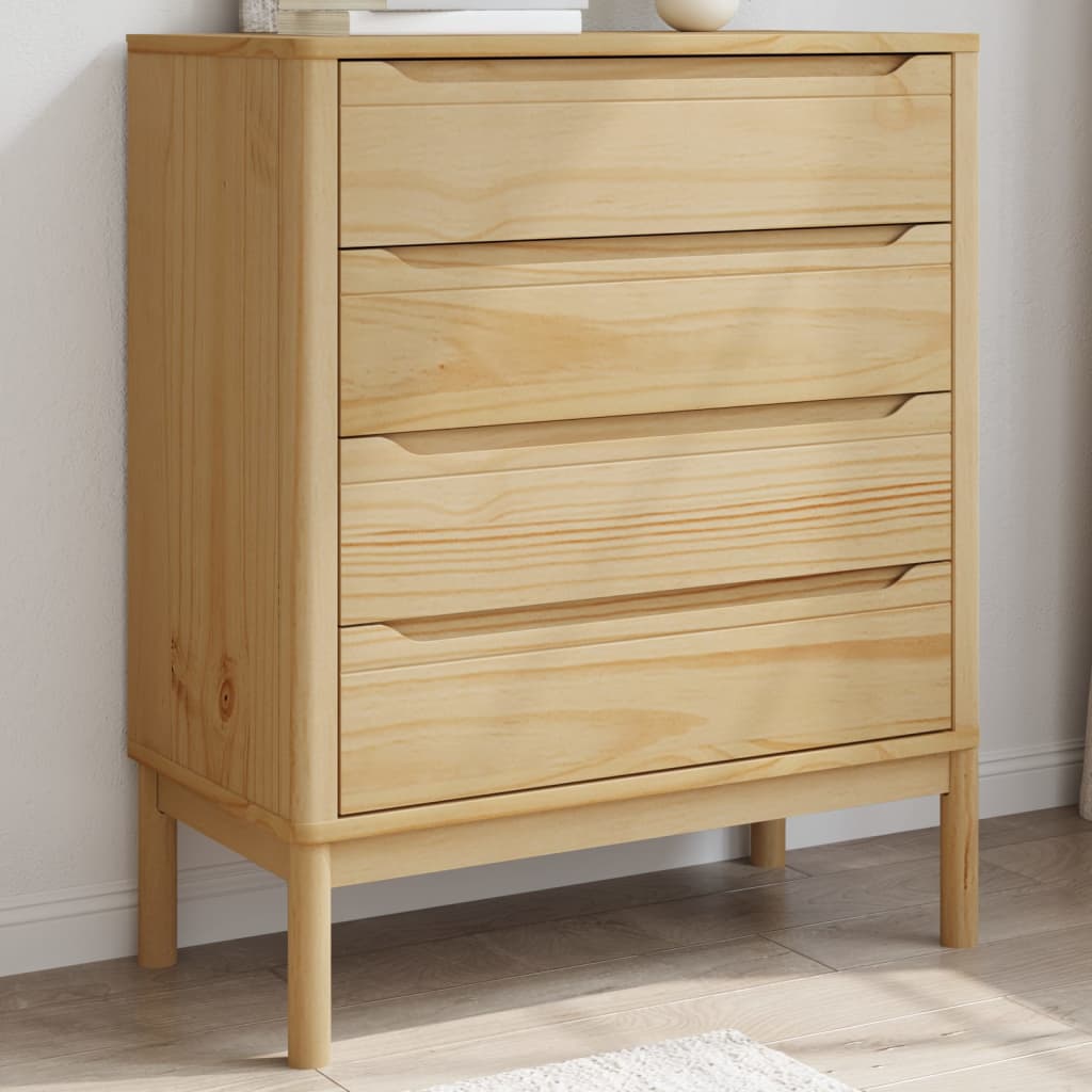 vidaXL Chest of Drawers FLORO Wax Brown Solid Wood Pine 1