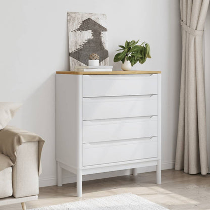 vidaXL Chest of Drawers FLORO White Solid Wood Pine 3