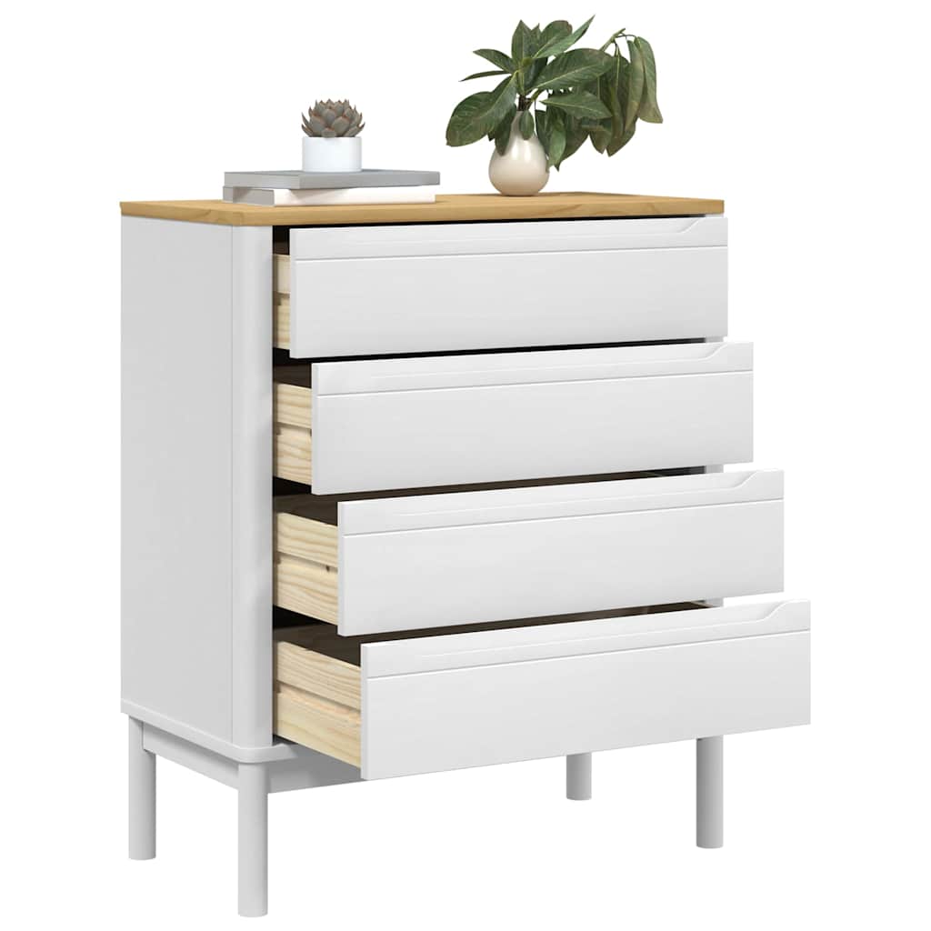 vidaXL Chest of Drawers FLORO White Solid Wood Pine 4