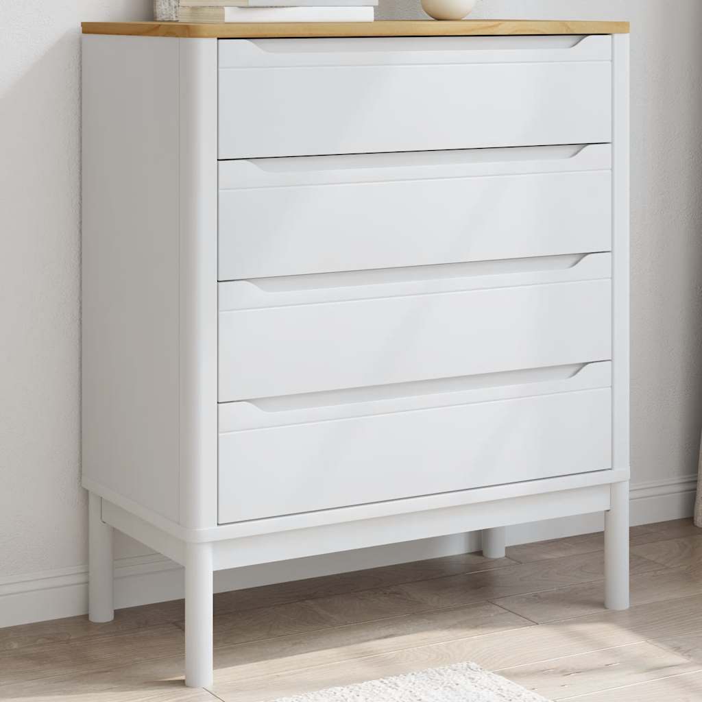 vidaXL Chest of Drawers FLORO White Solid Wood Pine 1
