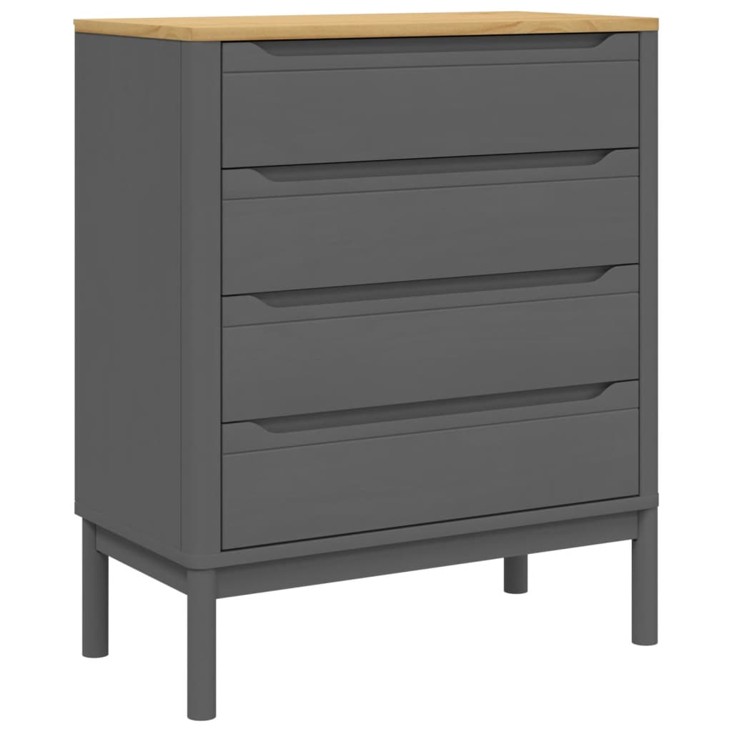 vidaXL Chest of Drawers FLORO Grey cm Solid Wood Pine 2