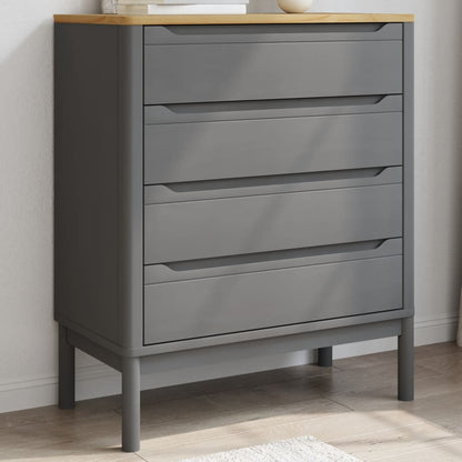vidaXL Chest of Drawers FLORO Grey cm Solid Wood Pine 3