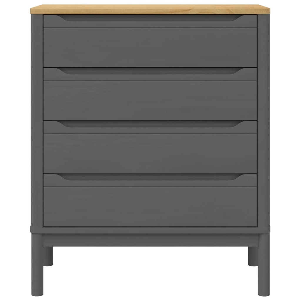 vidaXL Chest of Drawers FLORO Grey cm Solid Wood Pine 5
