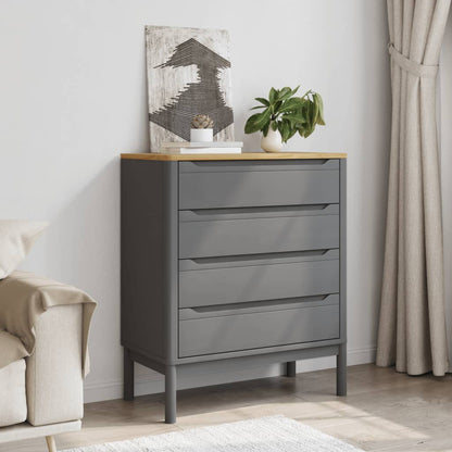 vidaXL Chest of Drawers FLORO Grey cm Solid Wood Pine 1