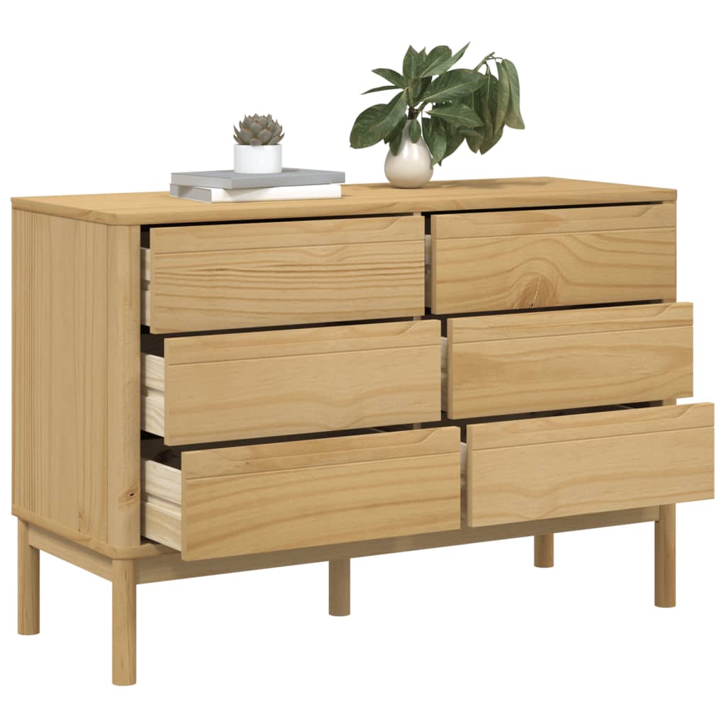 vidaXL Chest of Drawers FLORO Wax Brown Solid Wood Pine 4