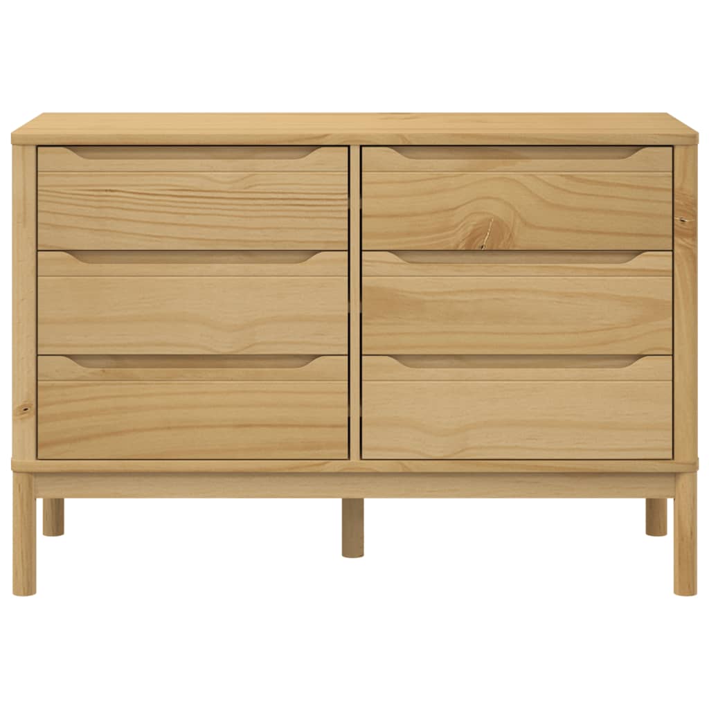 vidaXL Chest of Drawers FLORO Wax Brown Solid Wood Pine 5