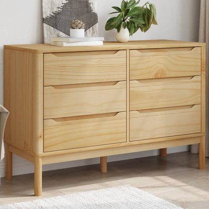 vidaXL Chest of Drawers FLORO Wax Brown Solid Wood Pine 1