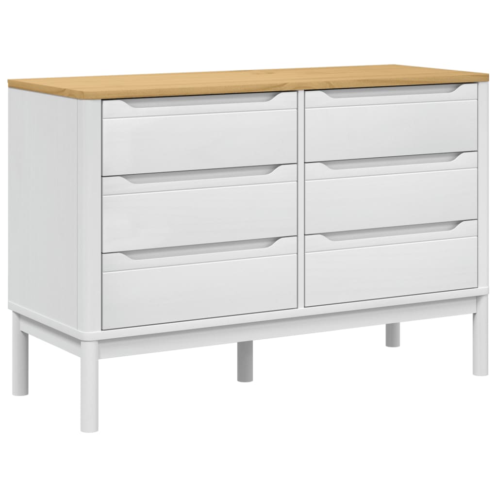 vidaXL Chest of Drawers FLORO White Solid Wood Pine 2
