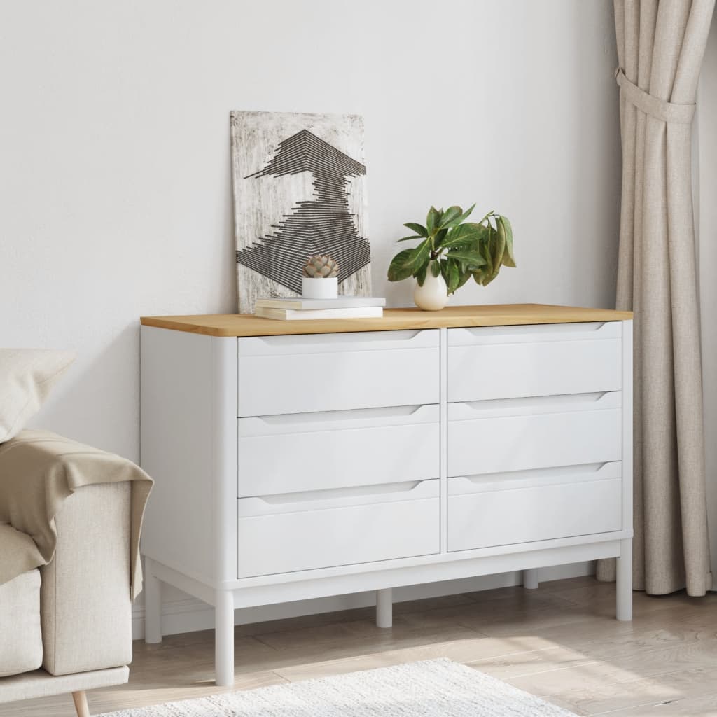 vidaXL Chest of Drawers FLORO White Solid Wood Pine 3