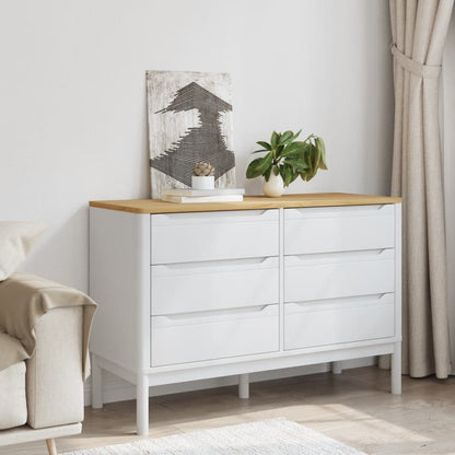 vidaXL Chest of Drawers FLORO White Solid Wood Pine 3