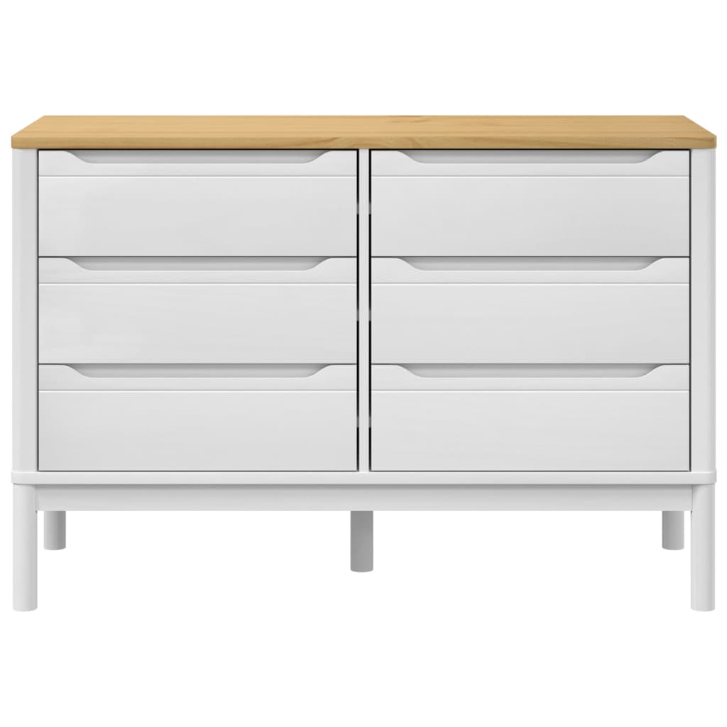 vidaXL Chest of Drawers FLORO White Solid Wood Pine 5