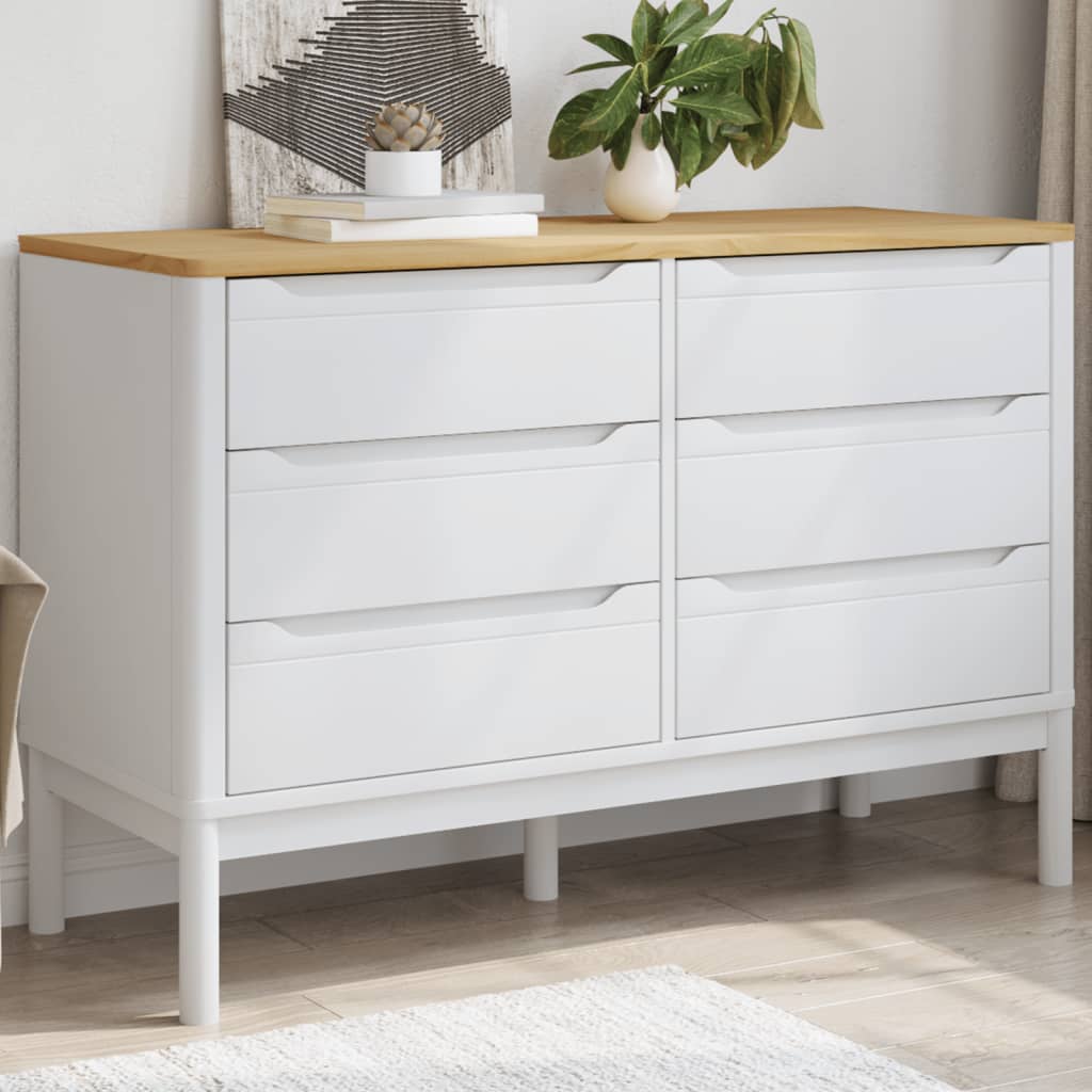 vidaXL Chest of Drawers FLORO White Solid Wood Pine 1