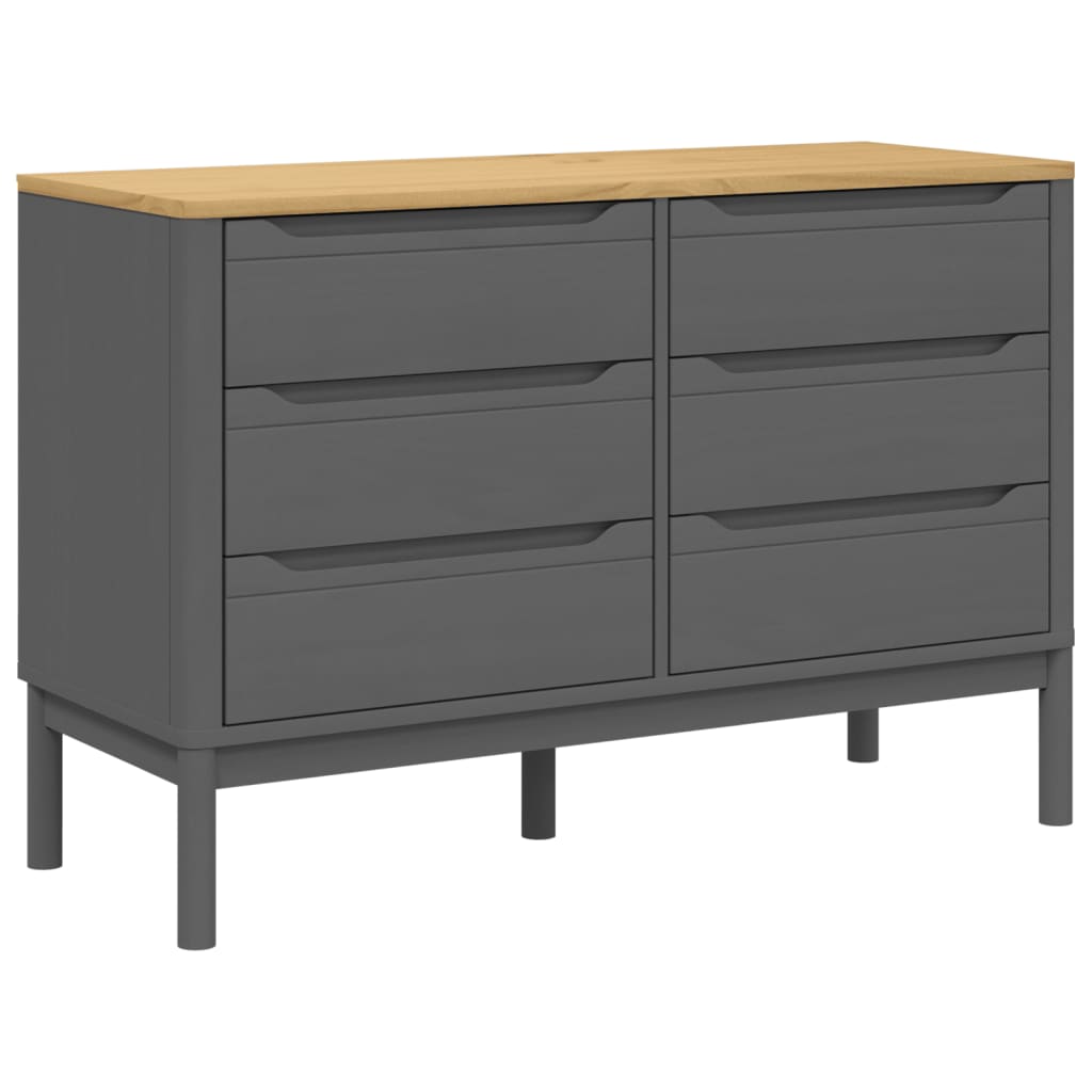 vidaXL Chest of Drawers FLORO Grey Solid Wood Pine 2